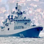 Fragata rusa Admiral Grigorovich navegando, protagonista del incidente en el Canal de la Mancha