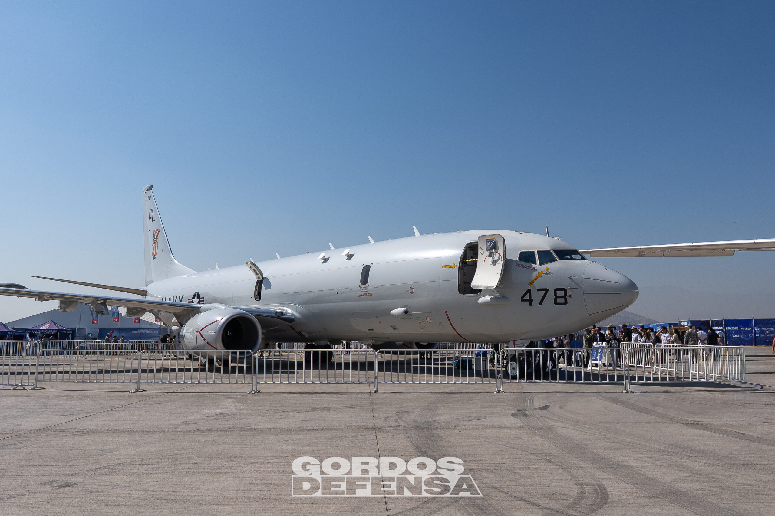 Boeing P-8A Poseidon de la US Navy exhibido en FIDAE, el avión que analizamos como horizonte de la aviación naval chilena.