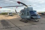 Helicópteros Agusta Bell AB412 numerales 042 y 041 de la Aviación Naval Uruguaya en rampa de la Base Aeronaval Capitán Curbelo