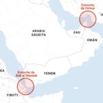 Vista del Estrecho de Ormuz, corredor clave del transporte marítimo de petróleo