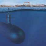 Render de un submarino clase Scorpène navegando a cota periscópica, imagen referencial. Crédito: Naval Group